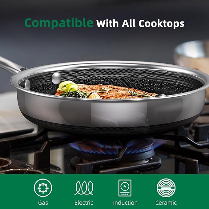 MOMOSTAR Hybrid Nonstick 8-Inch Frying Pan - Induction Cookware for Easy Cooking