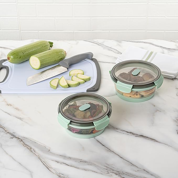 Restaurantware-Fresh Hero 27.2 Ounce Storage Containers, 1 Durable Airtight Food Containers - Microwavable, Freezable, Green Plastic, Collapsible, Dishwashable, With Vented Lids