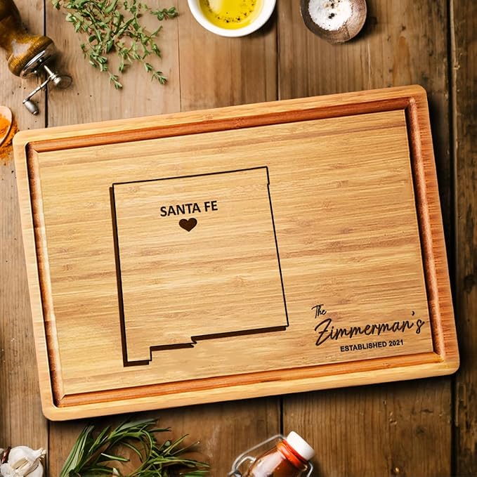 New Mexico Cutting Board for Kitchen, Personalized Map Decor, Bamboo State Gifts, Destination Souvenirs Gift, Custom Housewarming Gifts