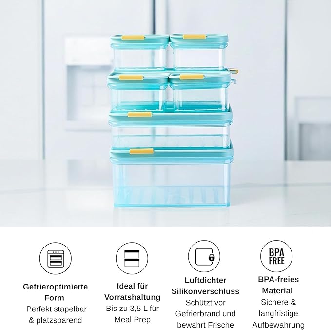 LocknLock HFL106 Freezer Fit Plastic Food Storage Container with Lid for Kitchen, Lunch, Meal Prep, and Leftovers, BPA-Free, Airtight, Leakproof, Microwave, Dishwasher-Safe, 3.5L