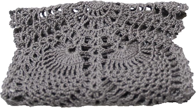 BIBITIME Crochet Lace Table Doilies Eyes Flower Doily Kitchen Vase Place Mats (7 in x 21 in,Pack of 2PCS, Style02-Dark Grey)
