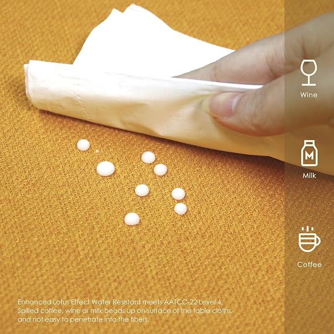 BALCONY & FALCON Rectangle Tablecloth Washable Wrinkle Resistant and Water Proof Table Cloth Decorative Linen Fabric Tablecloths for Dining Parties Kitchen Wedding and Outdoor Use (Gold Orange, 55x70)