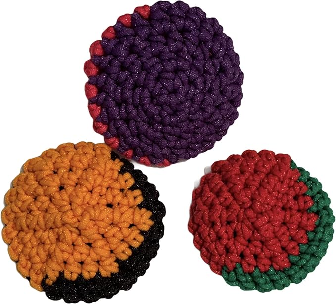 Handmade Kitchen Scrubbies - Nylon Yarn - Pot Scrubbers - Sponge - Scouring Pad - Reusable - Exfoliating - Set of 3 (or 4) - Double Thickness - Large