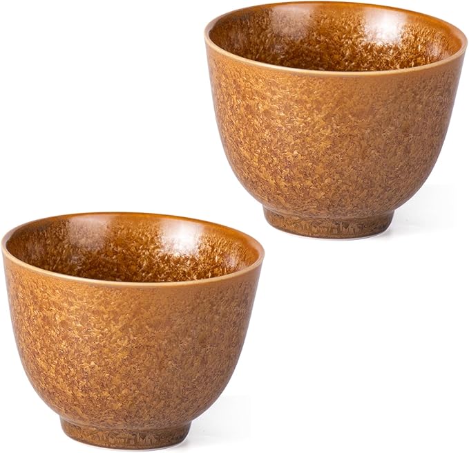 KAMMAK Ceramic Tea & Coffee Cups Set of 2 - Vintage Crystalline Glaze Espresso Mugs, 4.6oz Hand Painted for Afternoon Tea or Coffee, Birthday Gift for Women Men, Wide-mouth Cup