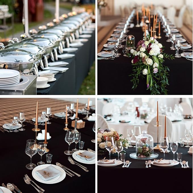 Rectangle Tablecloths 60x120 Inch 10 Pack Black Tablecloth for 6ft Washable Decorative Linen Polyester Table Cloths for 8ft Dining Table Banquets Buffet Parties and Wedding