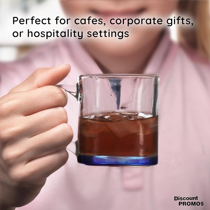 Libbey Clear Glass Coffee Mugs 13 oz. Set of 10, Bulk Pack - Perfect for Coffee, Tea, Espresso, Hot Cocoa, Other Beverages - Blue Bottom