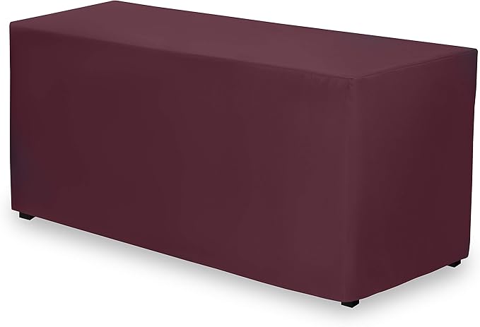Gee Di Moda Fitted Tablecloth - 72 x 30 Inch Burgundy Floor-Length Fitted Table Cloth for 6 Foot Rectangle Table, Heavy Duty Washable Fabric for Parties, Dinner, Weddings, Baby Shower & Trade Show