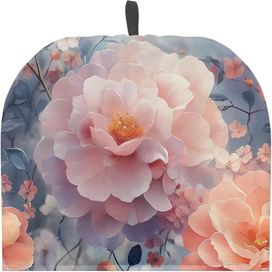 Peony Flower Tea Cosy for Teapot Keeping Warm Tea Pot Cozy Dust Proof RetroTeapot Insulation Cover for Breakfast Warmer Kitchen Decorative,Soft & Washable Kettle Cover for Coffee Cup