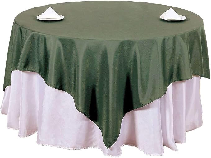 Efavormart 70" Premium Square Polyester Tablecloth for Wedding Kitchen Dining Events - Moss Green