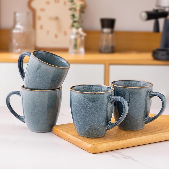 GBHOME Ceramic Coffee Mugs Set of 6, 12oz Stoneware Coffee Mugs Set For Dad Mom Women MEN, Light Weight Ceramic Coffee Cups for Latte/Tea/Beer/Hot Cocoa, Dishwasher & Microwave Safe