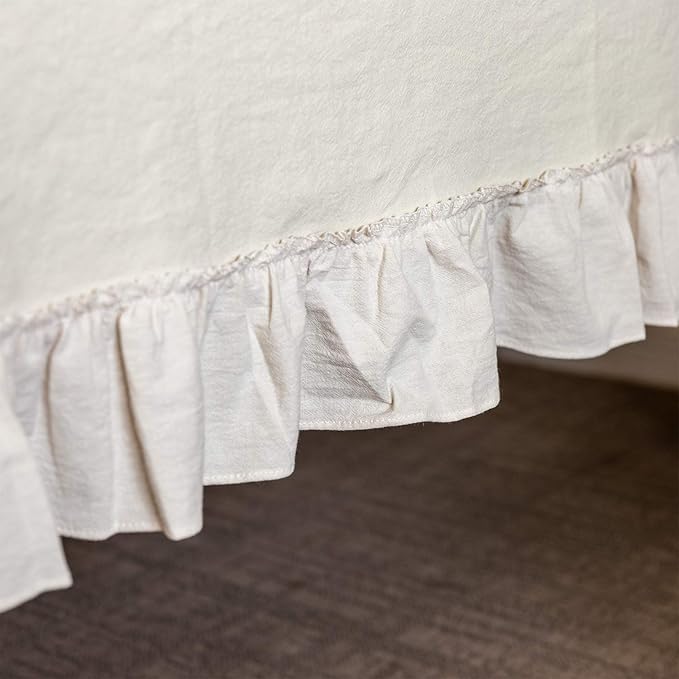 Retro Farmhouse Ruffle Tablecloth Cotton Flounces Trim Washable Table Cover Tablecloths for Rectangle Table Baby Shower Kitchen Party Wedding Decor, 52''x70''