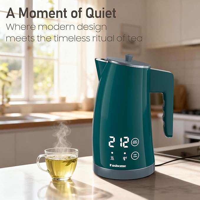 Electric Kettle with Temperature Control, 5 Preset Temps, 2H Keep Warm -1200W Quiet Water Boiler,Electric Tea Kettle with BPA-Free, Digital Cool-Touch, Rotating Base for Home,Office, Kids(Green)