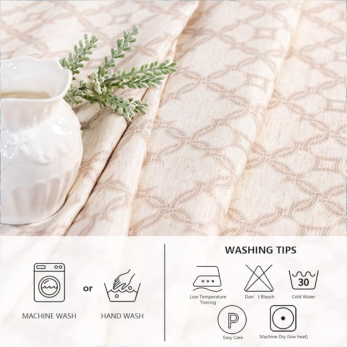 MYSKY HOME Checkered Rectangle Tablecloth 60x102 Inches - Linen Farmhouse Tablecloth Waterproof Decorative Fabric Table Cloth for 6 Feet Table, Kitchen Dining and Outdoor Use, Brown