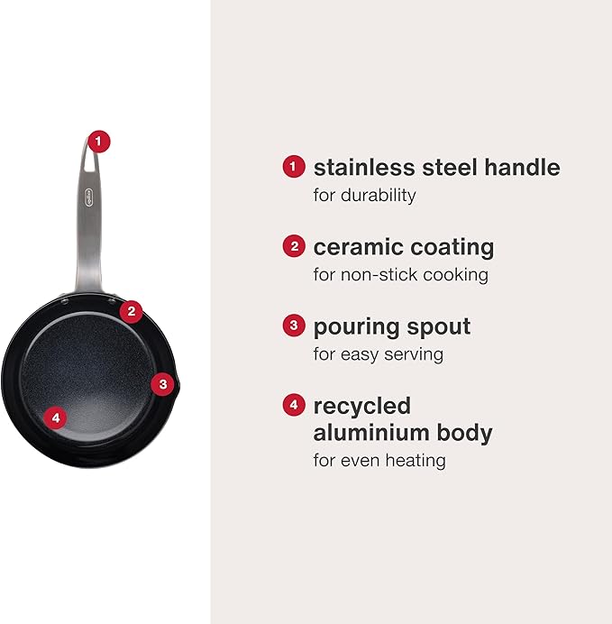 Zyliss Ultimate Pro Ceramic Fry Pan - Aluminium Fry Pan with a Stainless Steel Base & Ceramic Non-Stick Coating - Durable, Everyday-Use - Dishwasher-Safe Kitchen Essential - 8"