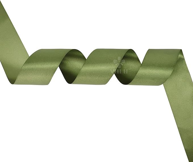 MEEDEE Moss Satin Ribbon 2 Inch Dark Green Ribbon Lux Double Faced Ribbons by 25 Yards Silk Green Satin Ribbons for Gift Wrapping, Weddings, Flower Bouquet, Holiday Decorating