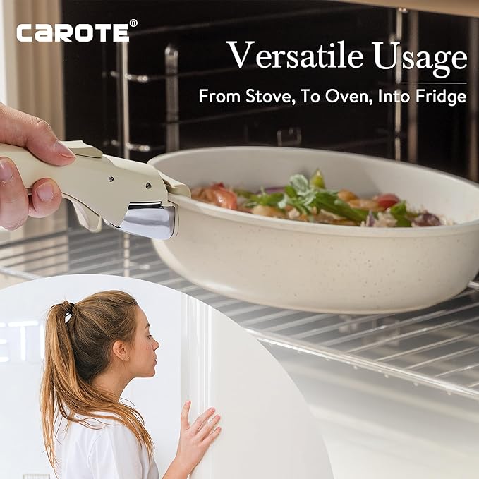 CAROTE 21pcs Pots and Pan Set, Nonstick Induction Cookware Detachable Handle,Cookware Set with Removable Handle