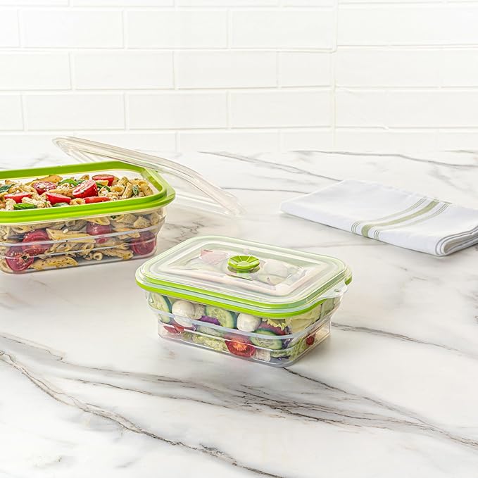 Restaurantware-Fresh Hero 32.3 Ounce Storage Containers, 1 Durable Airtight Food Containers - Microwavable, Freezable, Green Silicone, Collapsible, Dishwashable, With Vented Lids