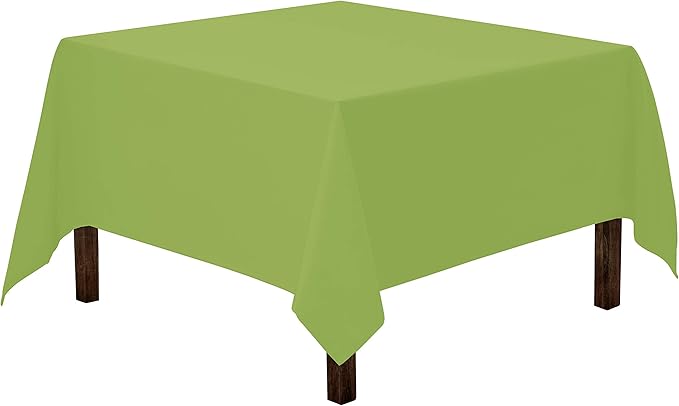 Gee Di Moda Square Tablecloth - 52 x 52 Inch Apple Green Table Cloth for Small Square or Round Tables - Heavy Duty Washable Fabric - for Buffet Table, Holiday Party, Dinner, Wedding & Baby Shower