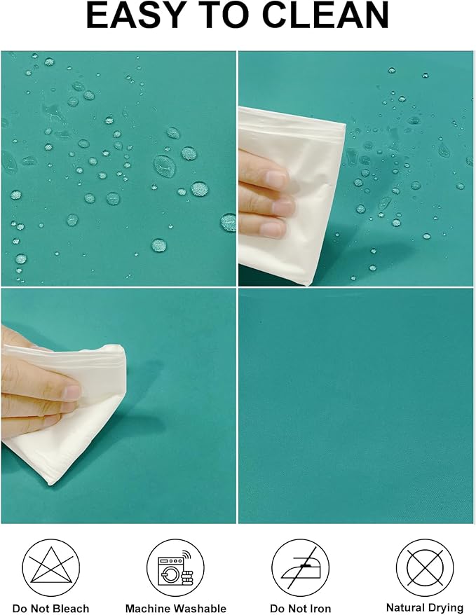 Fokitut 2 Pack Waterproof Rectangle Tablecloth, 90x132 Inch,Stain Resistant and Wrinkle Polyester Table Cloth, Fabric Table Cover for Kitchen Dining, Wedding, Party, Holiday Dinner-Turquoise