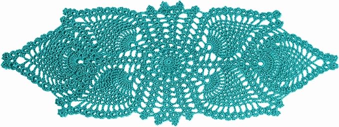 BIBITIME 7 in x 21 in Crochet Lace Table Doilies Eyes Flower Doily Kitchen Vase Place Mats (,Pack of 1PC, Peacock)