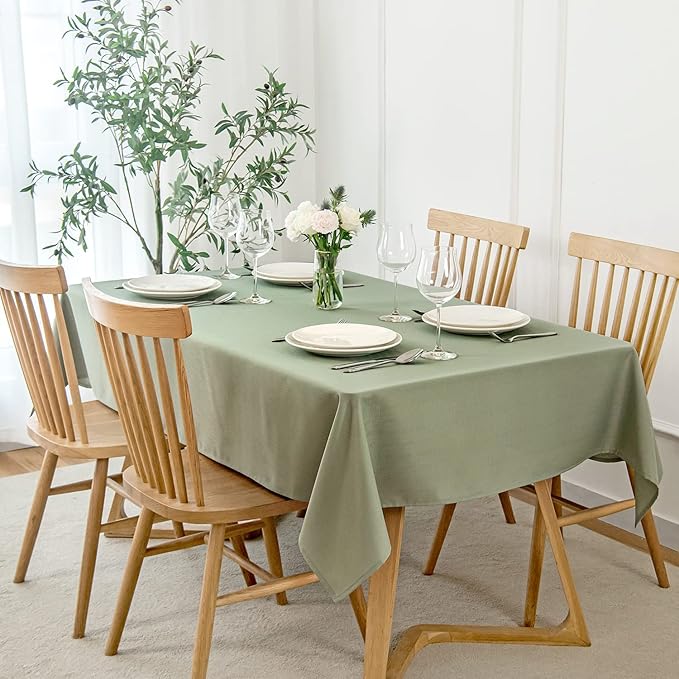 maxmill Square Tablecloth Slubby Texture Stain Resistant Waterproof Wrinkle Resistant Washable Soft Table Cloth, Decorative Fabric Table Cover for Dining Room Dinner Party, 52 x 52 Inch, Sage Green
