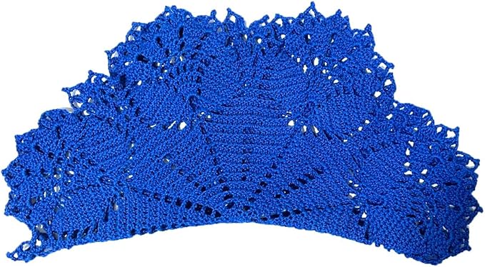 BIBITIME Tulip Flower Doilies Lace Doilies Kitchen Table Doily Mats Tablecloth Handmade Crochet Placemats Vase Dish Plate Mat (1 PC- 15 inches- 16 inches, Blue)