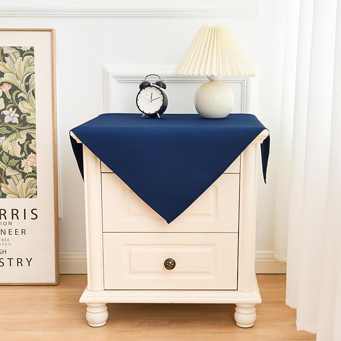 2 Pack Small Square Navy Polyester Tablecloth 24X24 Inch for End Table, Coffee Table, Nightstand