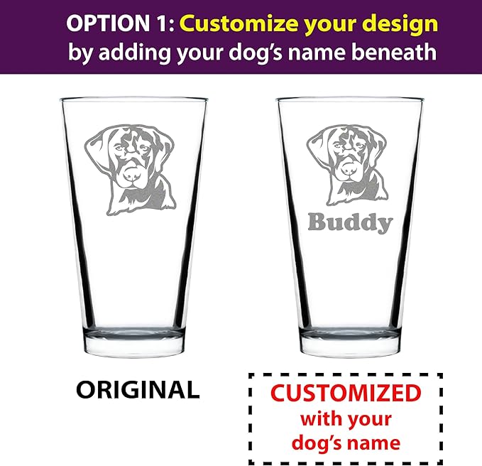 Custom Black Lab Face - Labrador Retriever Pint Glass for Beer - Fun Unique Dog Themed Decor Gifts for Men & Women - 16 oz - Customized Glasses