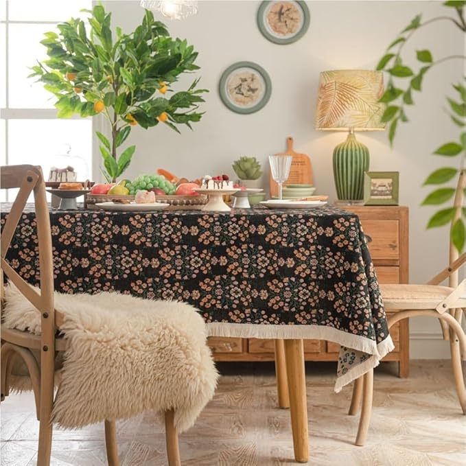 Rectangular Tablecloth Flower Multicolor Plant Tablecloth Thick Tablecloth Suitable for Restaurant Camping(100 * 140cm)