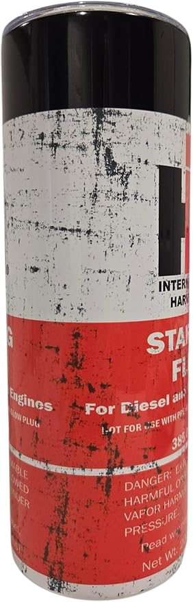 20 oz Shop Garage Man Cave Tractor Starting Fluid Farm Country IH Travel mug Oil Tumbler cups (Stainless Black Lid Look)