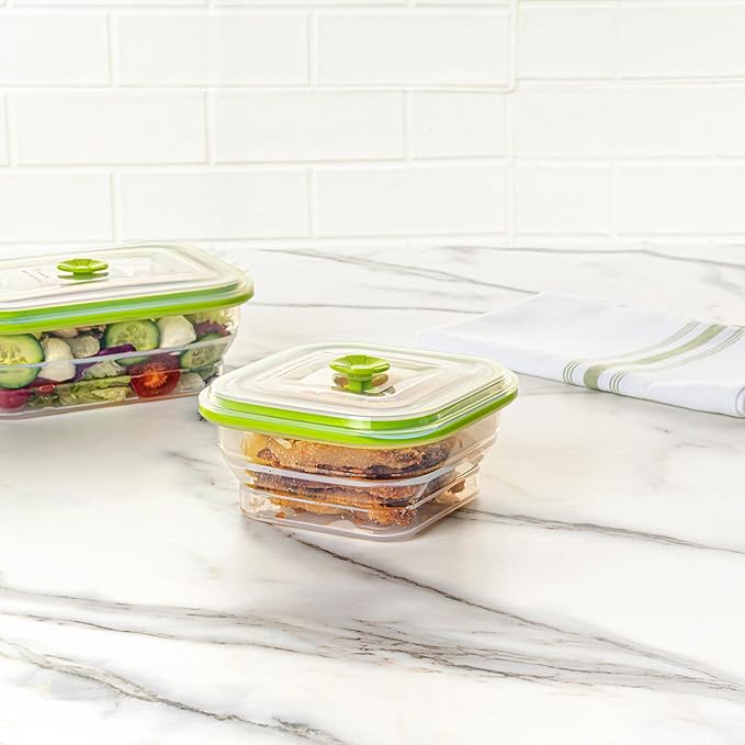 Restaurantware-Fresh Hero 16 Ounce Storage Containers, 20 Durable Airtight Food Containers - Microwavable, Freezable, Green Silicone Collapsible Container, Dishwashable, With Vented Lids