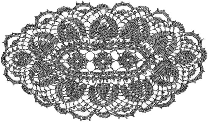 BIBITIME Lace Tablecloth Doily Handmade Crochet Placemat Women Vase Mat Kitchen Table Runner (4PCS- 12 x 22 in, Dark Grey)