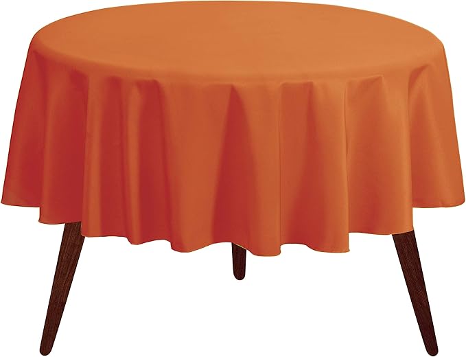 Gee Di Moda Round Tablecloth - 120 Inch Orange Round Table Cloth for 60 to 96 Inch Round Tables - Heavy Duty Washable Fabric - for Buffet Table, Holiday Party, Dinner, Wedding & Baby Shower