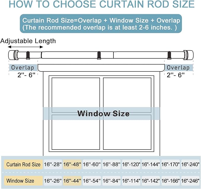 Curtain Rods for Windows 16 to 48 or 60 Inches Max Adjustable Length 1 Inch Diameter Window Curtain Rod with Aluminium Finials, Flash Gold