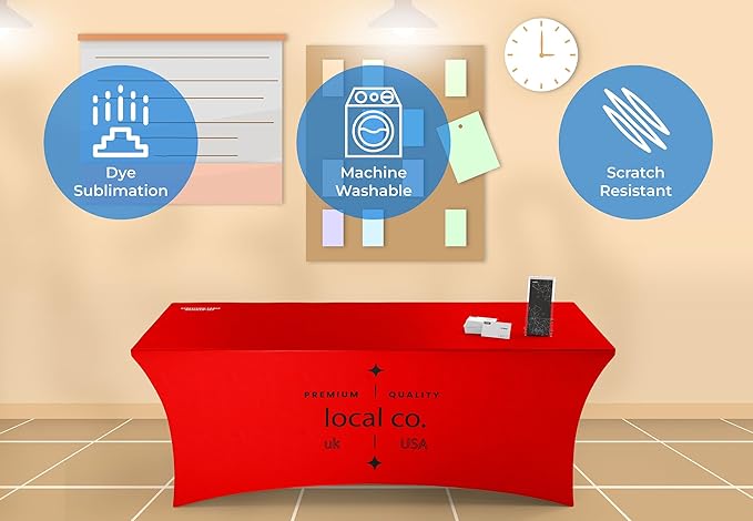 Custom Table Cloth Cover for Business, Spandex Logo Tablecloth Personalized, Customize with Your Design, Image, Logo Text for Event, tradeshows and Expo | NEXTDAY Shipping (8ft)