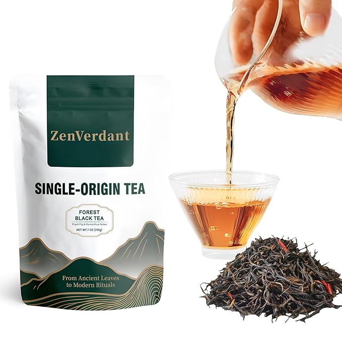 ZenVerdant Forest Ancient Wild Tree Black Tea 7 Oz - Premium Loose Leaf, Natural Floral & Fruit Notes, Smooth Non-Bitter, Resealable Airtight Pouch