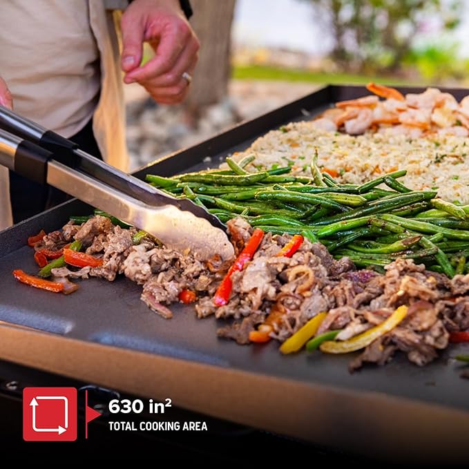 Nexgrill Daytona 3-Burner Propane Gas Griddle with Side Tables, 45000 BTUs Flat Top Grill, 630 SQ. in. Hot-Rolled Steel Cooking Space, Outdoor Cooking Barbeque - 720-1057