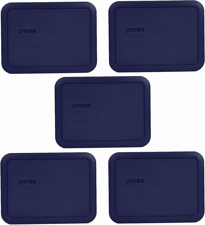 Pyrex 7210-PC 3-Cup Blue Food Storage Replacement Lid (5-Pack) - Made in USA