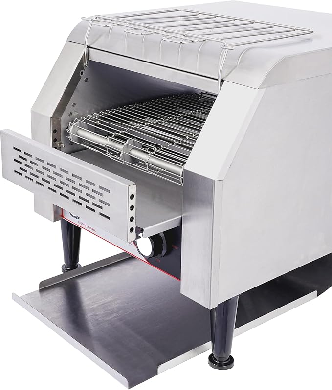 Commercial Conveyor Toaster Electric Bread Toaster for Buffet Coffee Shop Hotel Sliced Bread Doughnuts Sandwiches Baking,7 Speed & 3 Baking Modes, Front/Back Output (300 Slices/Hour)