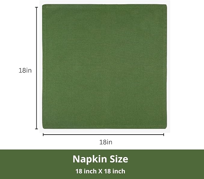 PurpleEssences Set of 12 Cloth Dinner Napkins 100% Cotton 18x18 Inch - Soft Durable Washable - Ideal for Farmhouse Party Fall Thanksgiving - Perfect Everyday Use Table Linen - Sage Green
