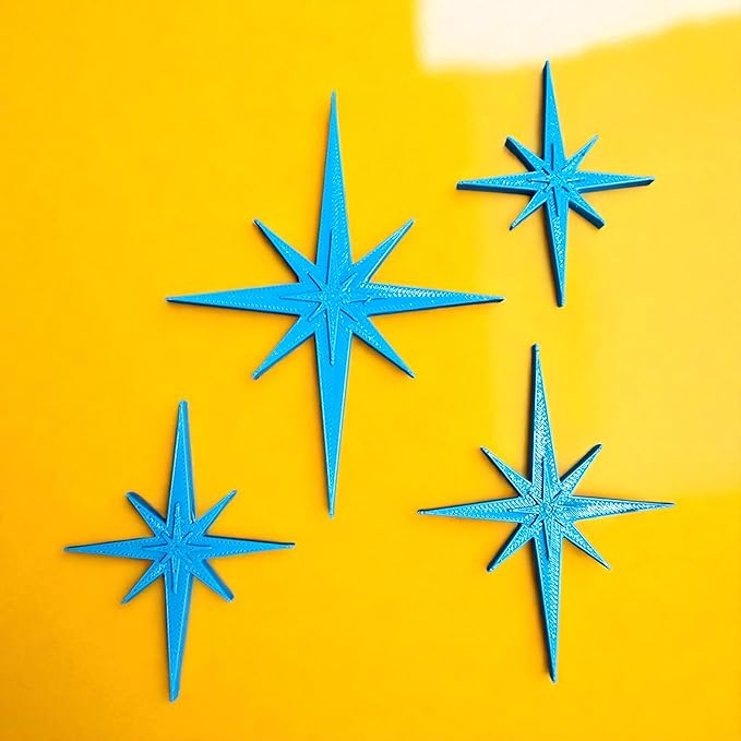 Midcentury Modern Vintage Style Atomic Star Bursts Fridge Magnets Art Refrigerator Kitchen Décor 1960s Retro 50s Home Office MCM (Teal)