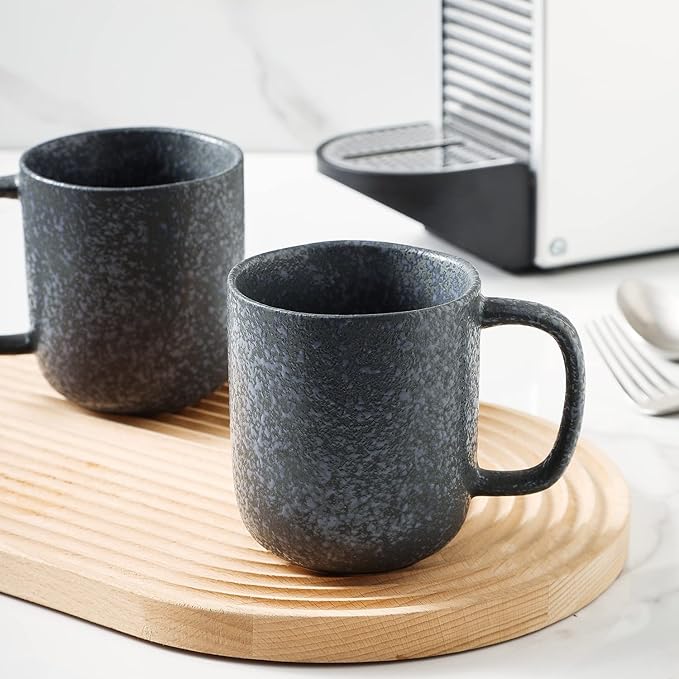 Stone Lain Stoneware Dish Set, 4 Mugs, Tom - Gray and Blue