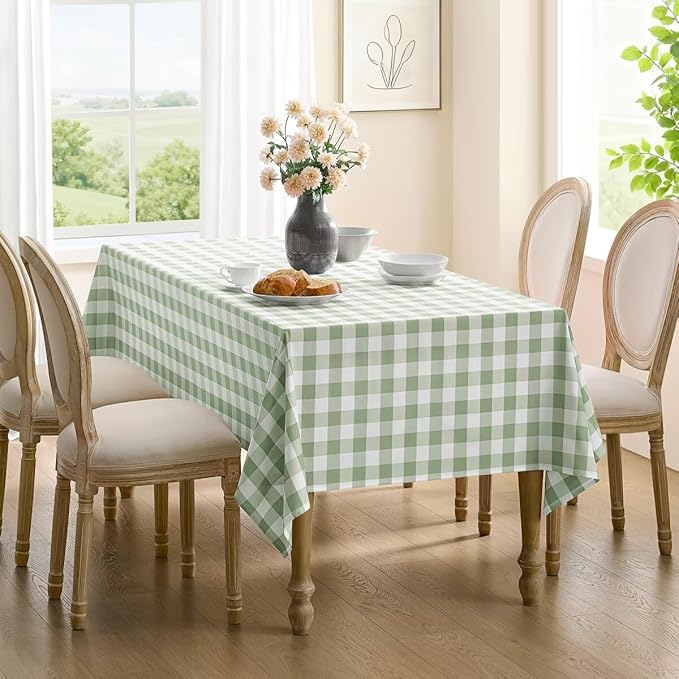 Checkered Tablecloth Rectangle Gingham Table Cloths Waterproof Wrinkle Free Buffalo Plaid Table Covers Washable for Dining, Parties & Outdoor Picnic(Sage Green,60"×120")