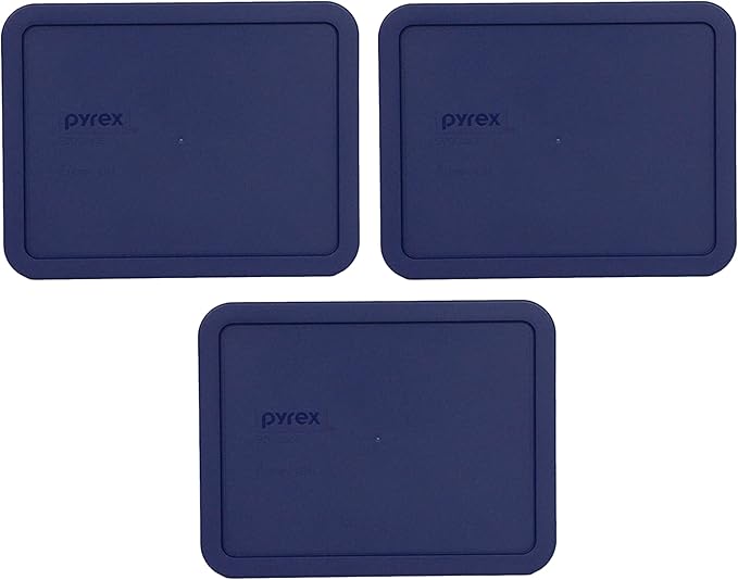 Pyrex 7211-PC 6-Cup Blue Plastic Food Storage Lids, Made in USA - 3 Pack
