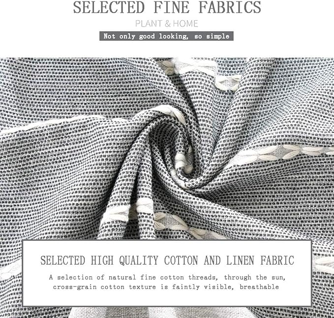 Pahajim Striped Tablecloth Rectangle with Tassels Thick Linen Cotton Table Cloth for Outdoor Picnic Dining and Holiday Kitchen Decor Rectangle/Oblong,55''x102'', 8-10 Seats