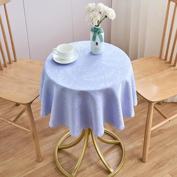 Round Tablecloth Purple Jacquard Small 40 Inch Table Cloths Up to 26" Dia Tables Waterproof Washable Wrinkle Free Soft Fabric Table Cover Kitchen Dining Room Decor Coffee Bar