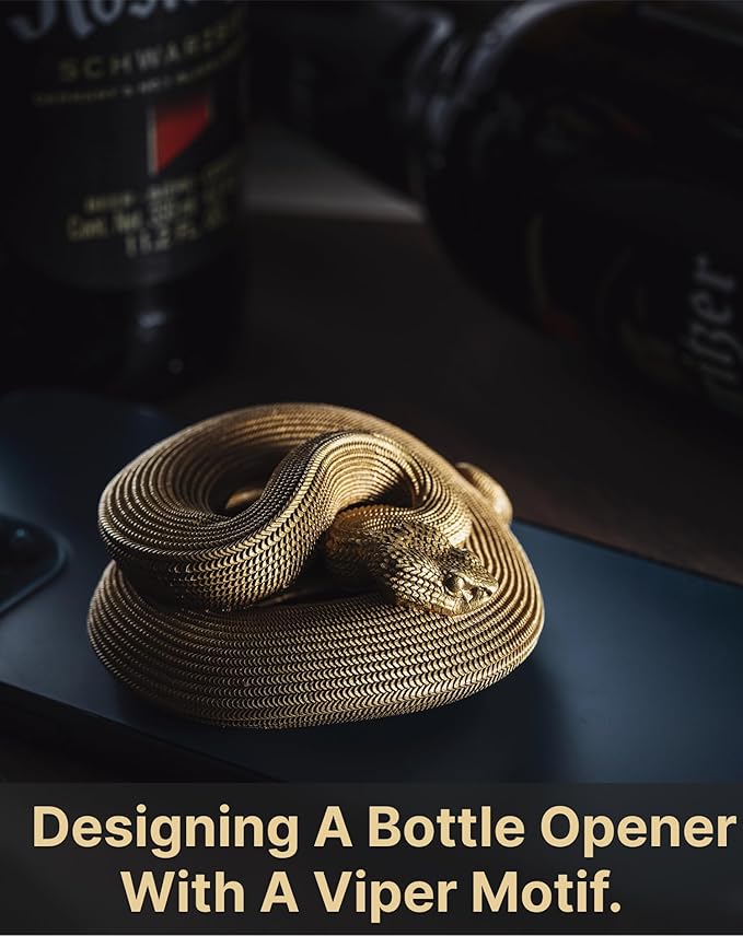 COPPERTIST.WU Viper Bottle Opener Brass Beer Opener Kitchen Bartending Bar Accessory Tool - Handmade Artistic & Functional