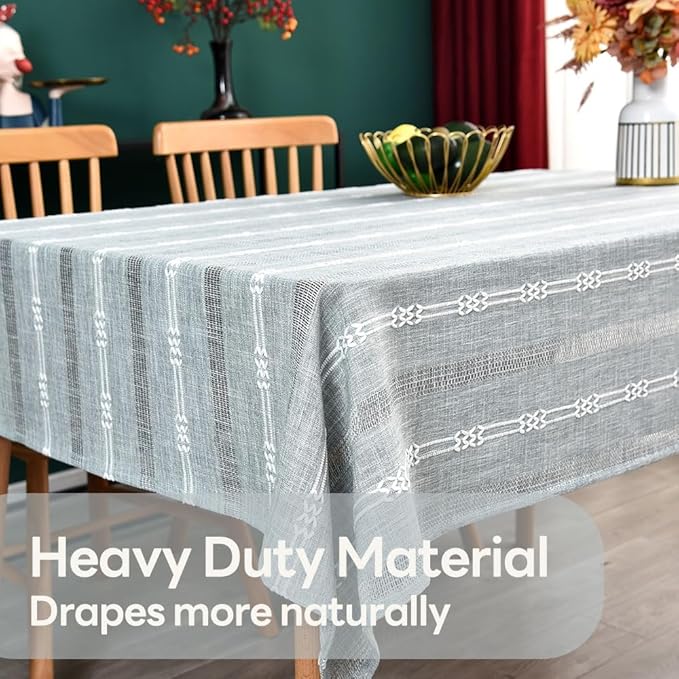 Heavy Duty Cotton Table Cloth for Square Table Gray Farmhouse Vintage Tablecloth Washable Rustic Table Cover (Gray, Rectangle, 52''x52'', 4 Seats)