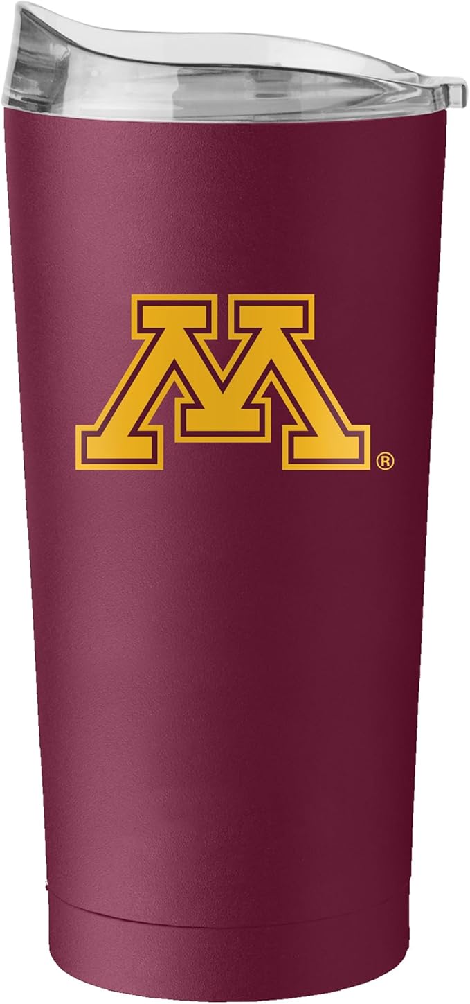 Logo Brands NCAA 20 oz Powder Coat Stainless Tumbler -Double-Wall Insulated Everday Tumbler for Hot or Cold Drinks, High Lip Lid, Team Color
