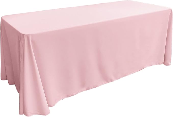 LA Linen Polyester Poplin Washable Rectangular Tablecloth, Stain and Wrinkle Resistant Table Cover 90x132, Fabric Table Cloth for Dinning, Kitchen, Party, Holiday 90 by 132-Inch, Pink Light
